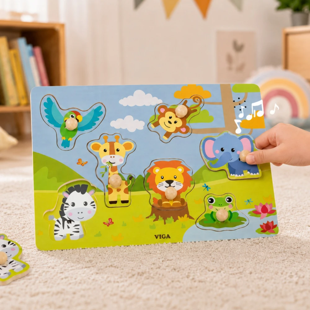 Viga Toys VIGA dėlionė Atpažink egzotinius gyvūnus