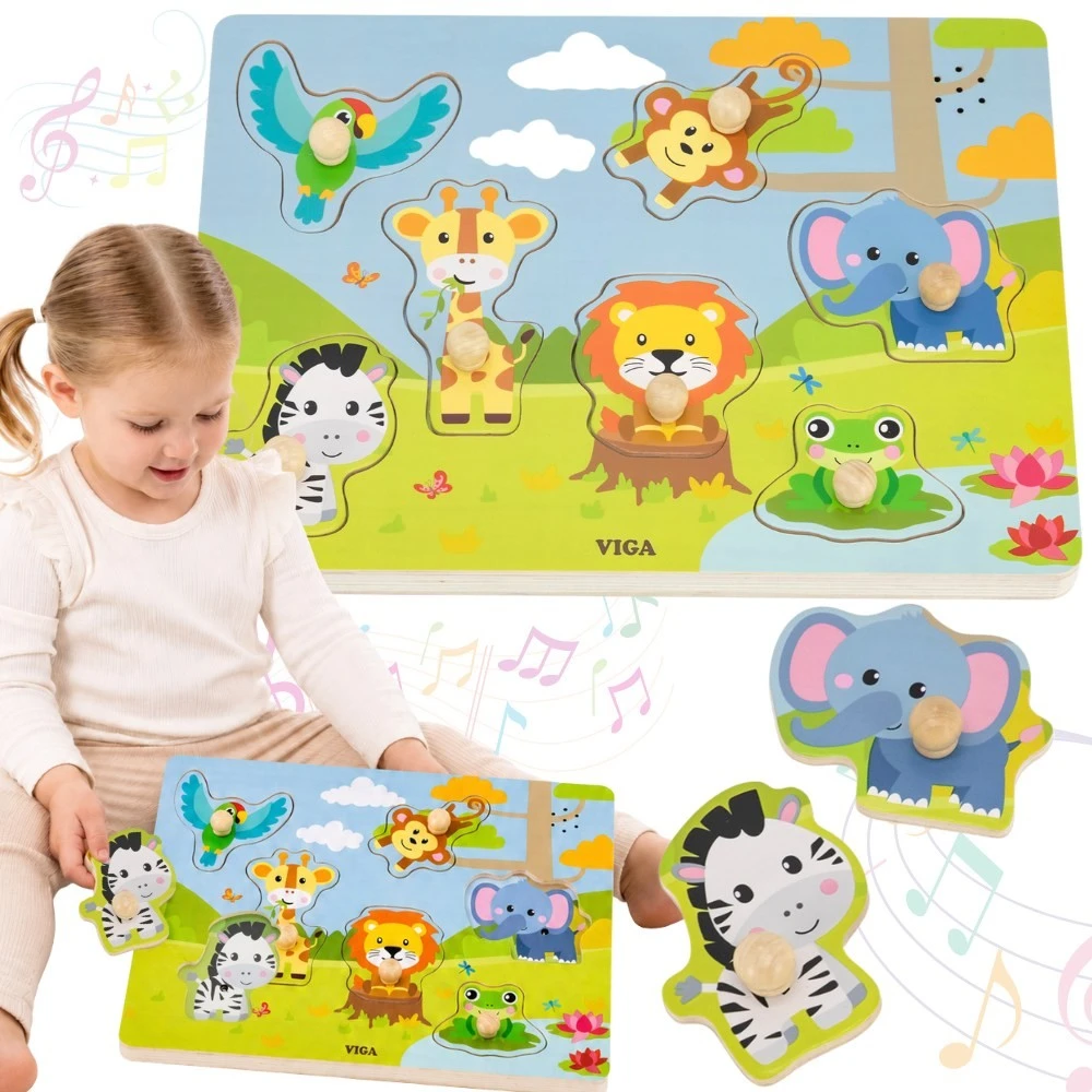 Viga Toys VIGA dėlionė Atpažink egzotinius gyvūnus