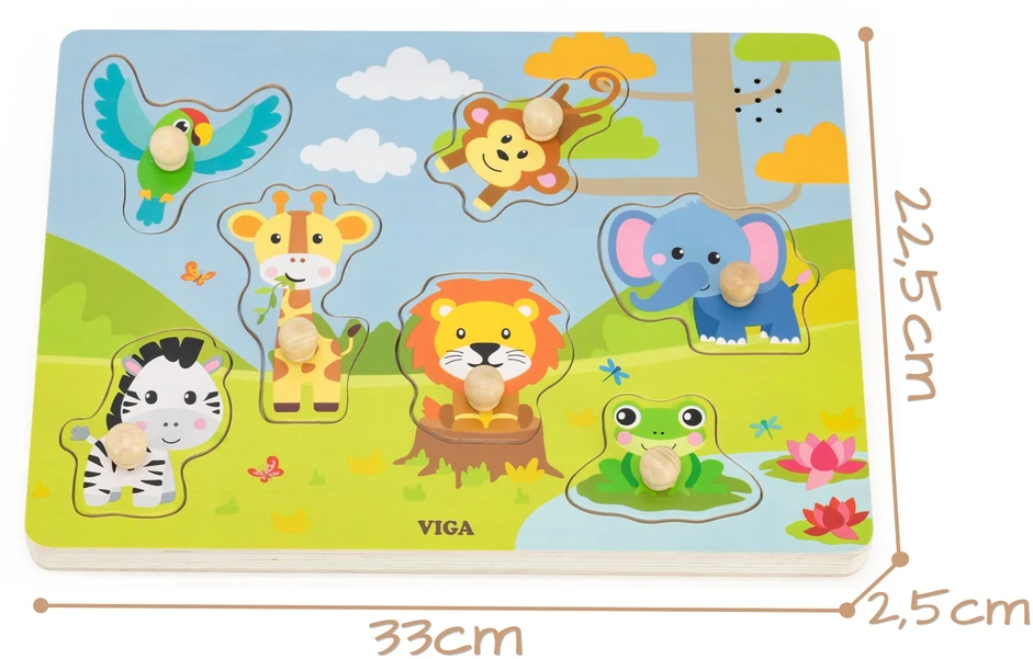 Viga Toys VIGA dėlionė Atpažink egzotinius gyvūnus