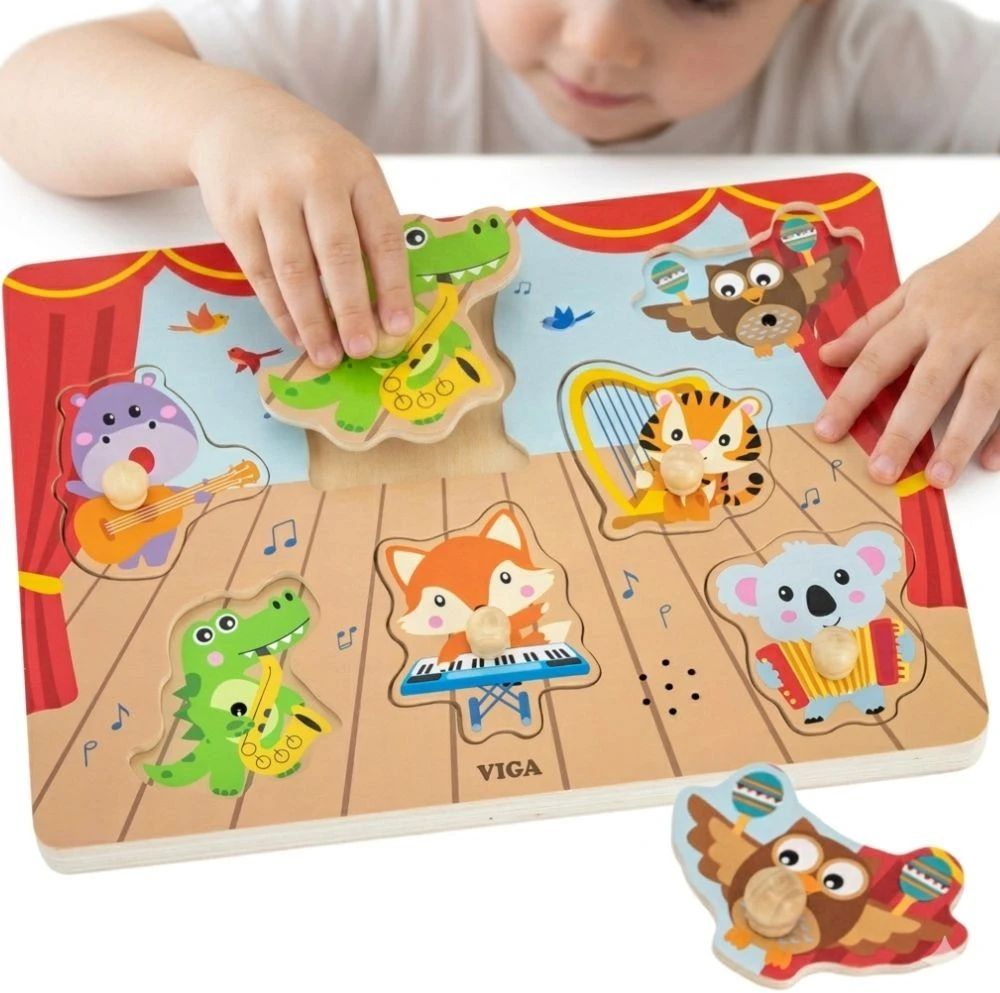 Viga Toys VIGA Dėlionė su garso efektu Muzikuojantys gyvūnai