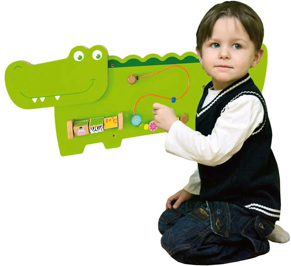 Viga Toys Medinė Edukacinė Lenta Krokodilas Sensoryinė