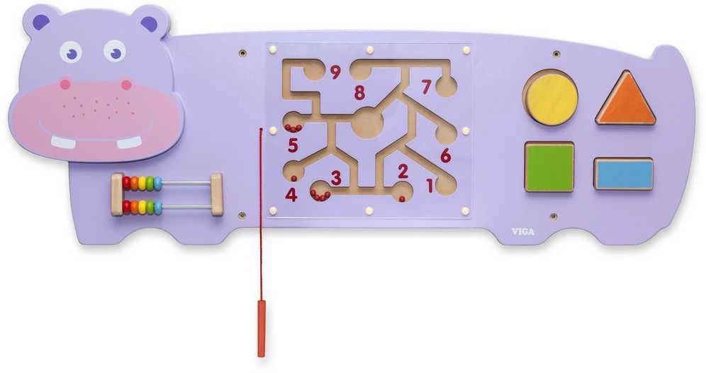 Viga Toys VIGA Hipopotamo manipuliacinė sensorinė lenta FSC Montessori sertifikatas