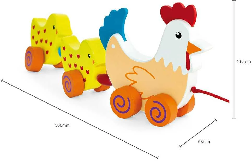 VIGA Traukiamasis žaislas Višta su višomis 36 cm