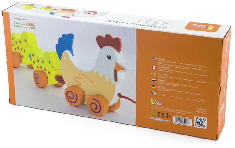 VIGA Traukiamasis žaislas Višta su višomis 36 cm