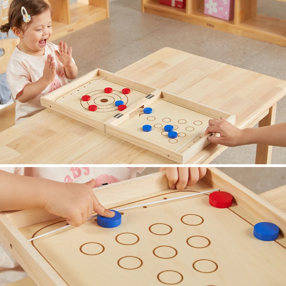 Viga Toys VIGA Wooden 4-in-1 Arcade Game Table Hockey Curling Bowling Ludo