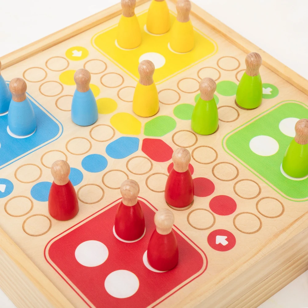Viga Toys VIGA Wooden 4-in-1 Arcade Game Table Hockey Curling Bowling Ludo
