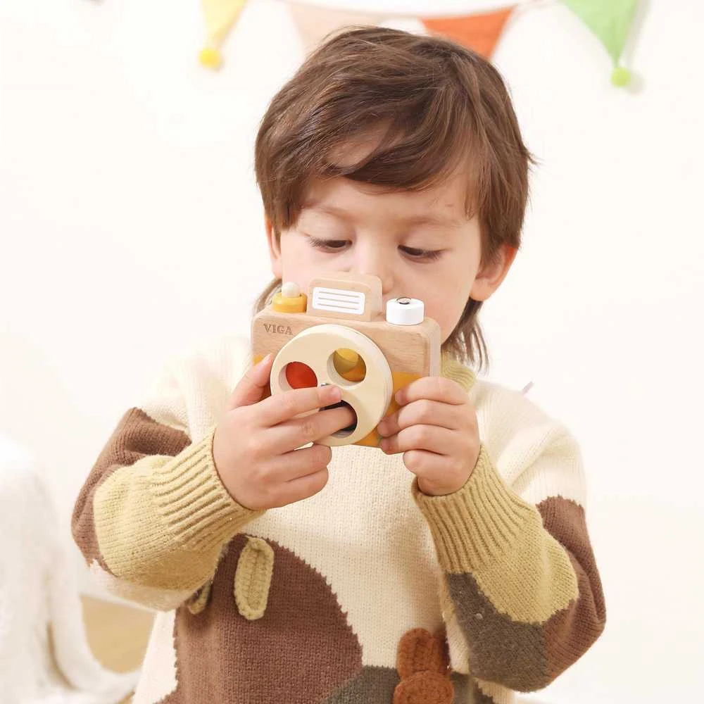 Viga Toys VIGA medinė kamera Spalvos ir garsas