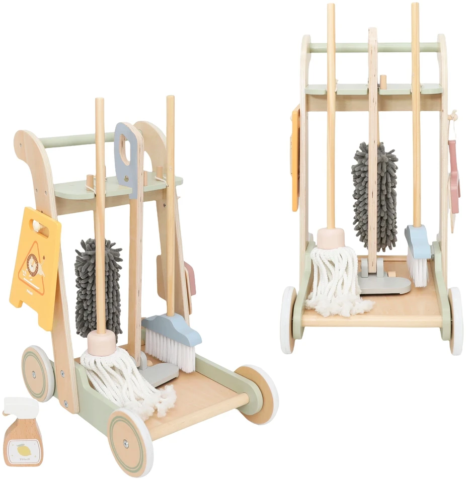Viga Toys VIGA Wooden Cleaning Trolley with Accessories 11 pcs.