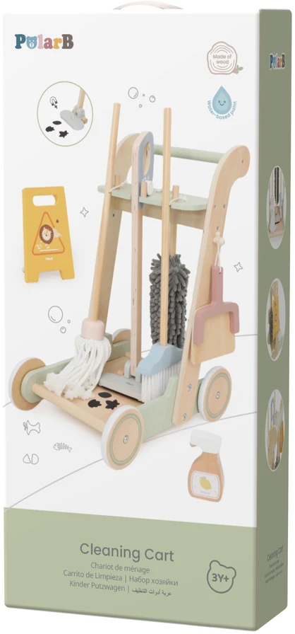 Viga Toys VIGA Wooden Cleaning Trolley with Accessories 11 pcs.