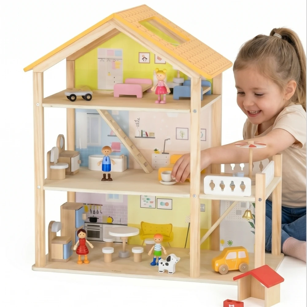 Viga Toys Medinis lėlių namas VIGA
