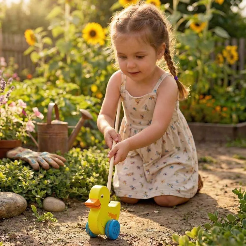Viga Žaislai Medinis Pchachas Ančiukas Su Lazda