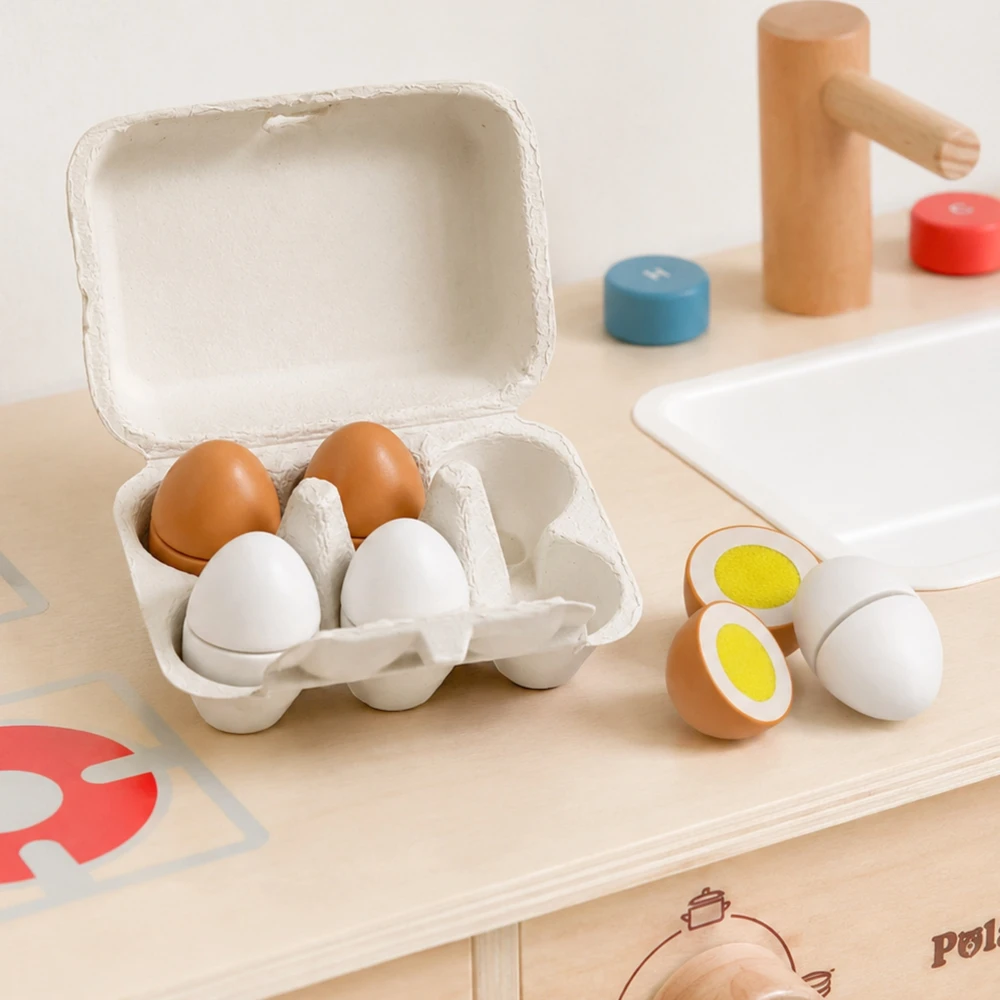 Viga Toys VIGA 44752 Mediniai kiaušiniai pjaustymo padėkle