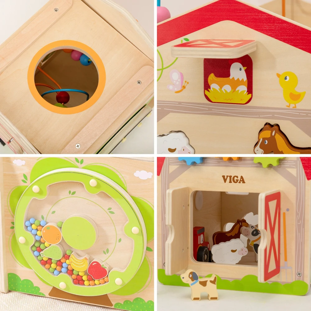 Viga Toys VIGA Wooden Farm 7 in 1 - Educational Cube
