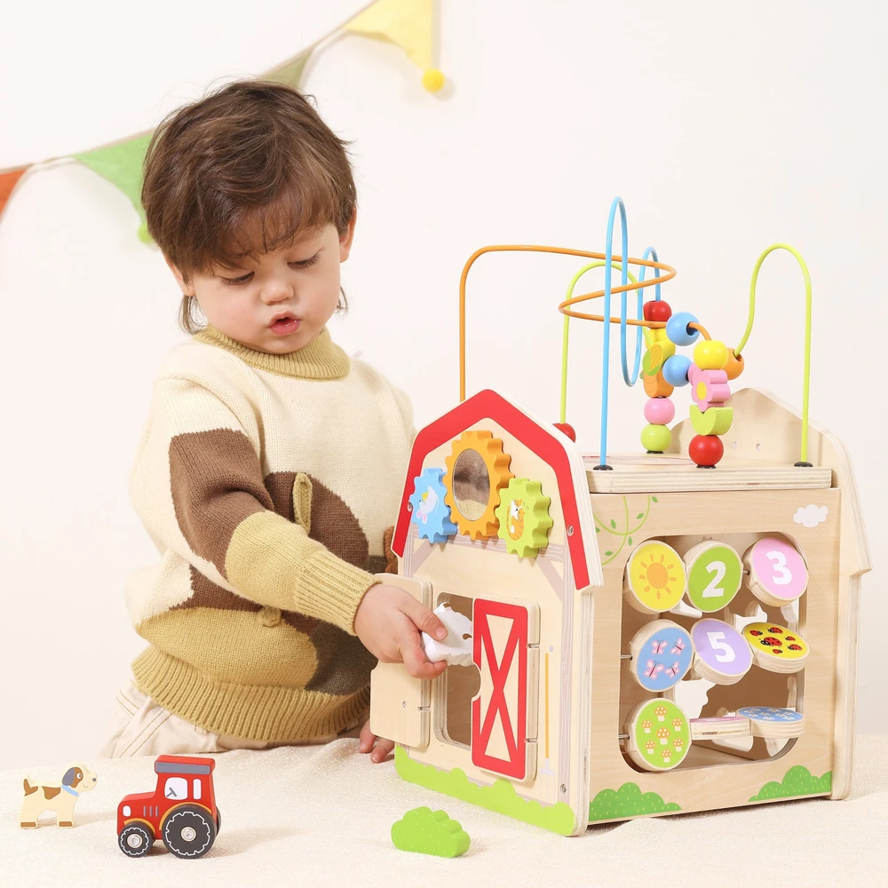 Viga Toys VIGA Wooden Farm 7 in 1 - Educational Cube