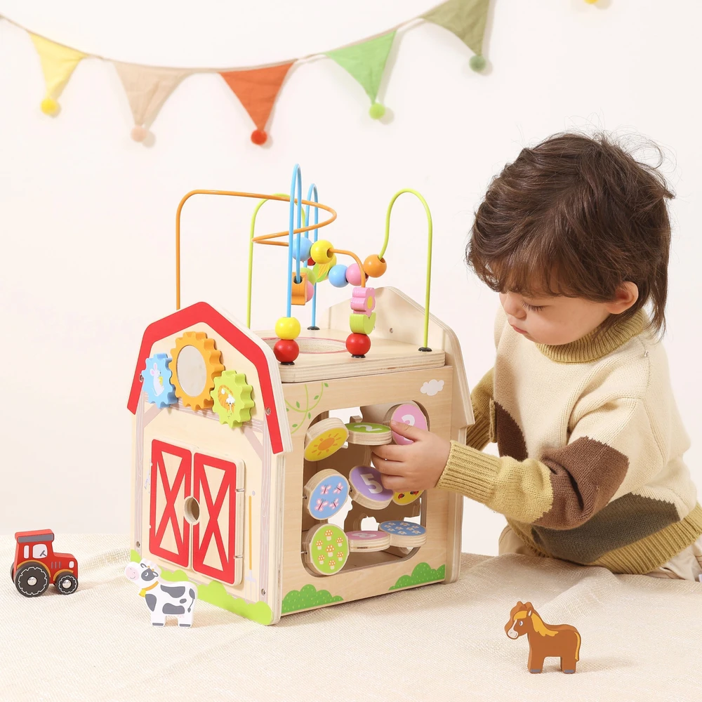 Viga Toys VIGA Wooden Farm 7 in 1 - Educational Cube
