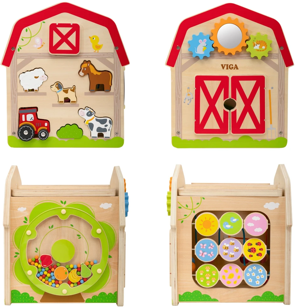 Viga Toys VIGA Wooden Farm 7 in 1 - Educational Cube