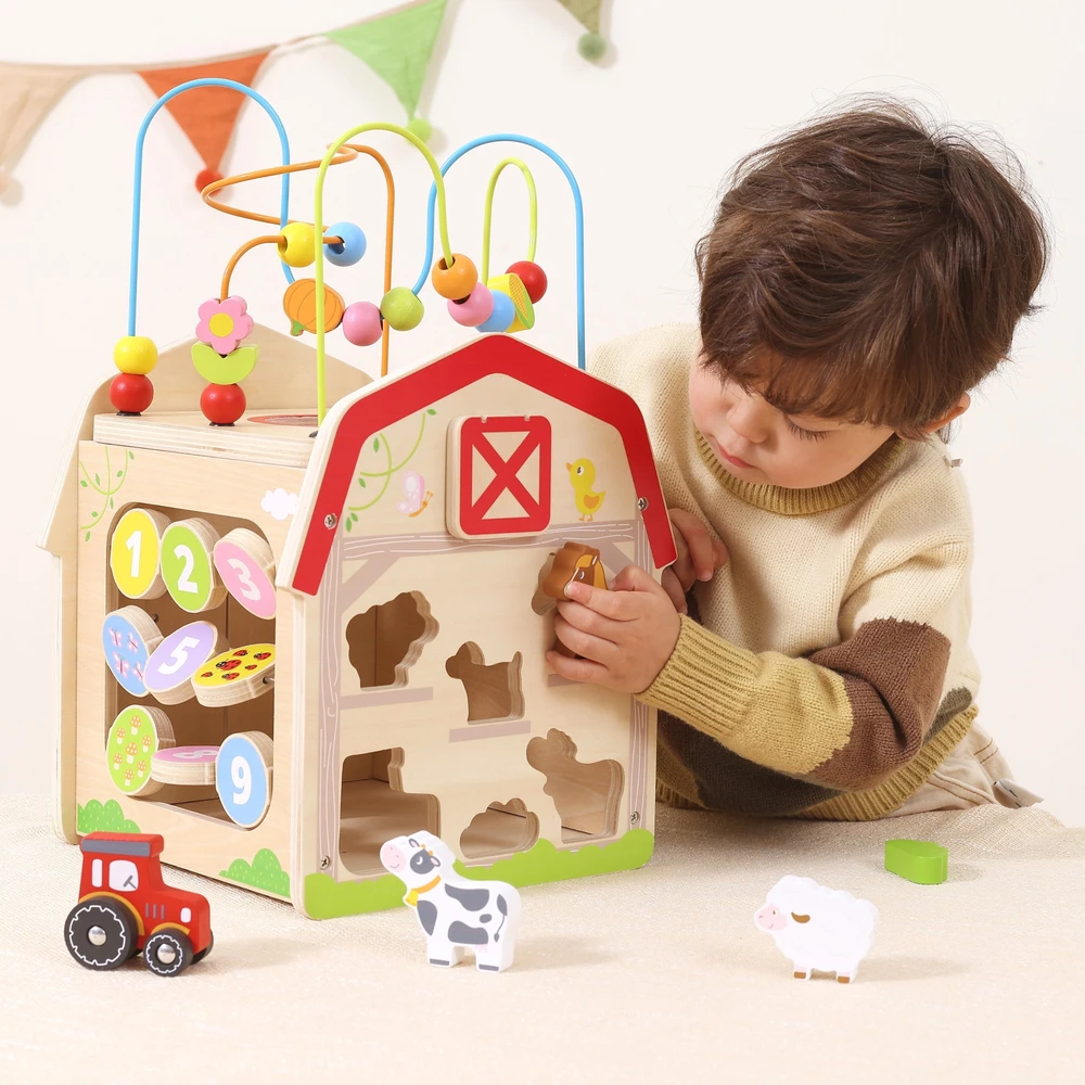 Viga Toys VIGA Wooden Farm 7 in 1 - Educational Cube