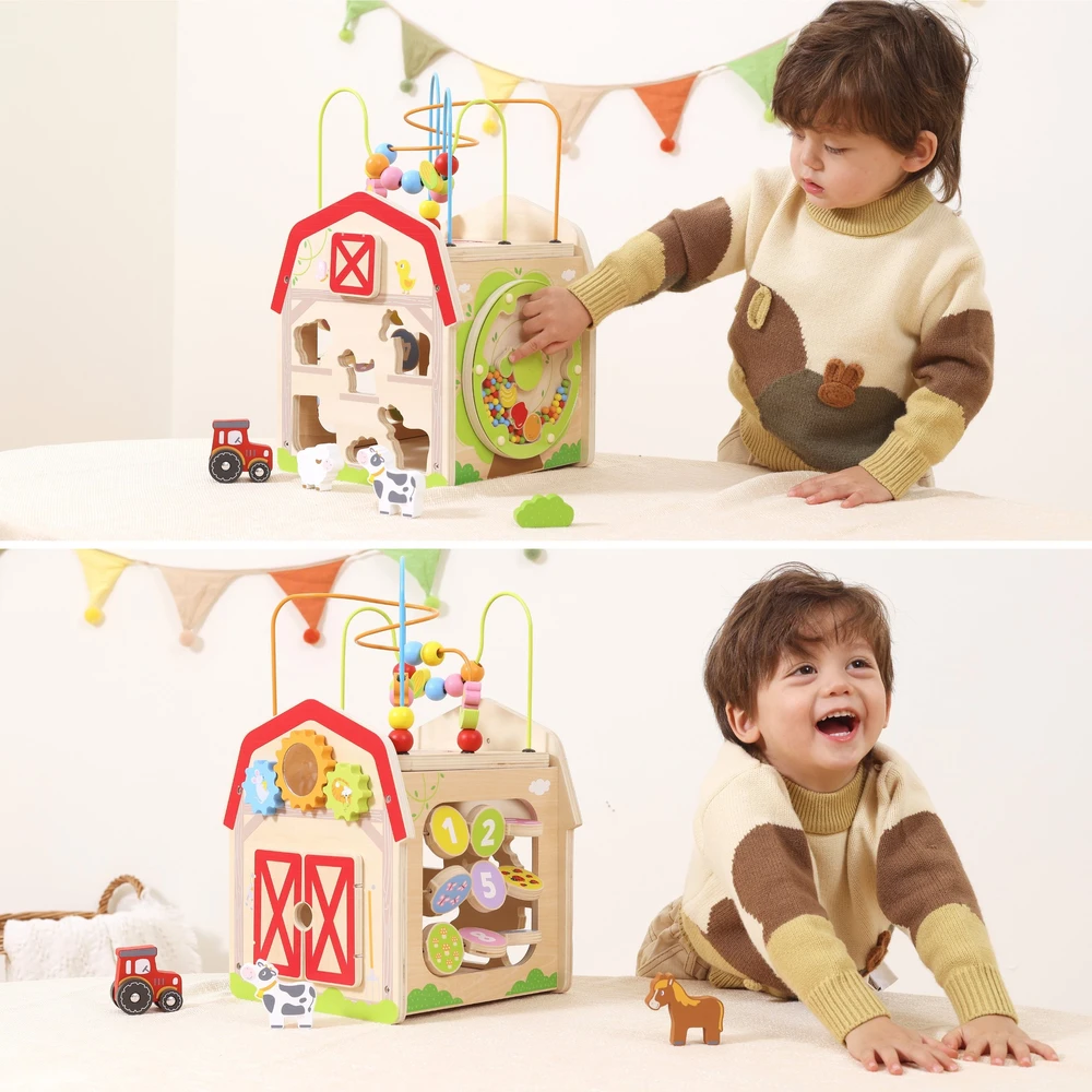 Viga Toys VIGA Wooden Farm 7 in 1 - Educational Cube