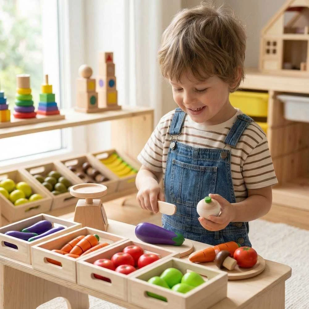 Viga Toys Mediniai vaisiai ir daržovės Viga 10vnt