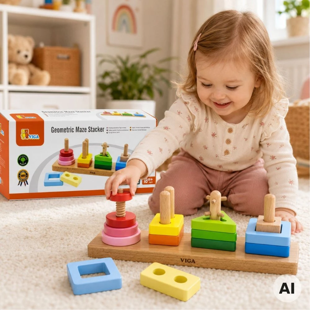 Viga Medinė Geometrinė Šalims Sorter Labirintas