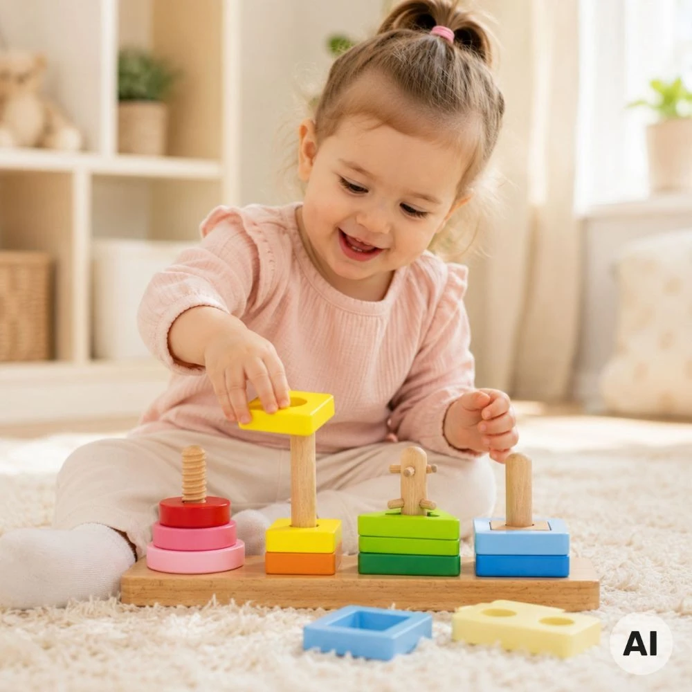 Viga Medinė Geometrinė Šalims Sorter Labirintas