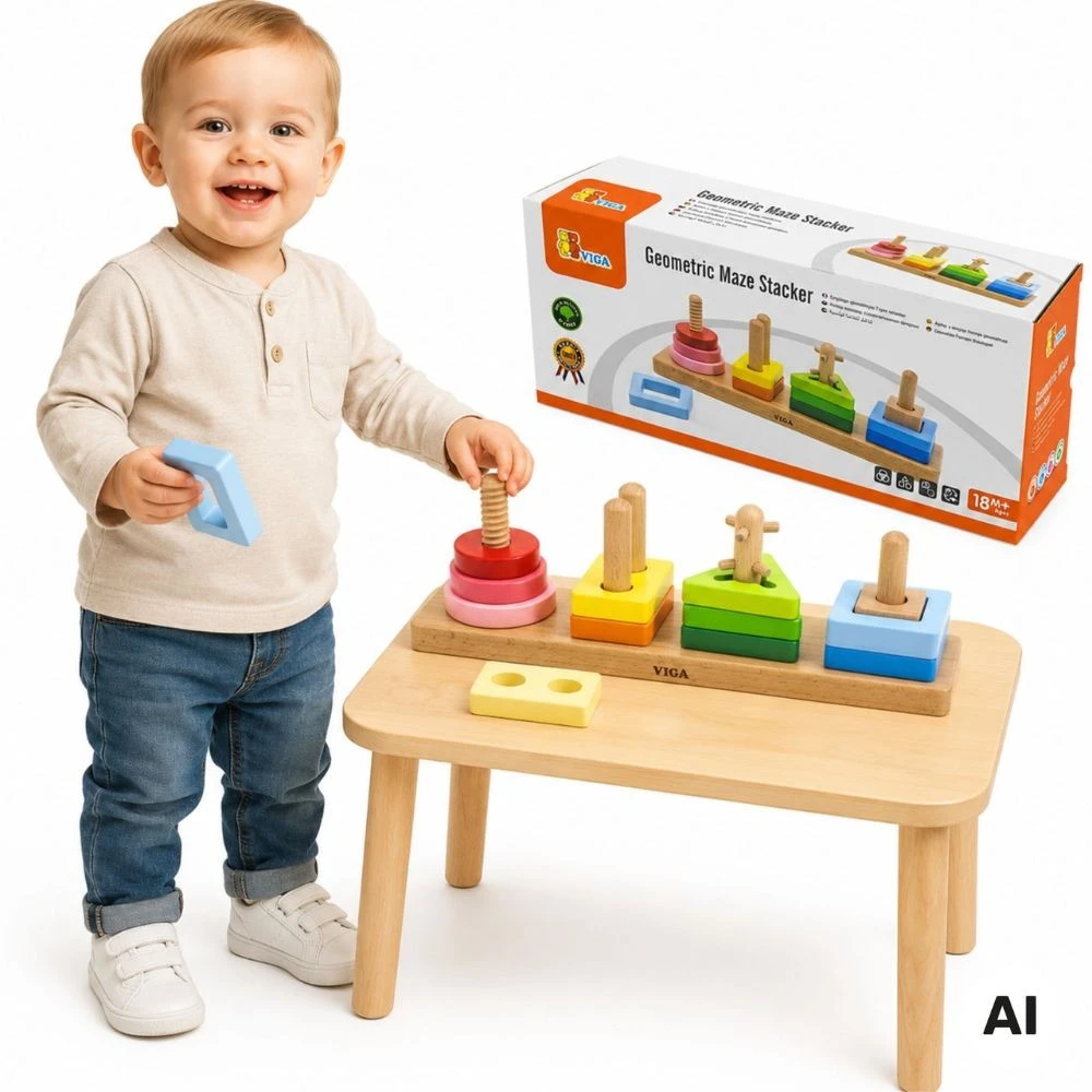 Viga Medinė Geometrinė Šalims Sorter Labirintas