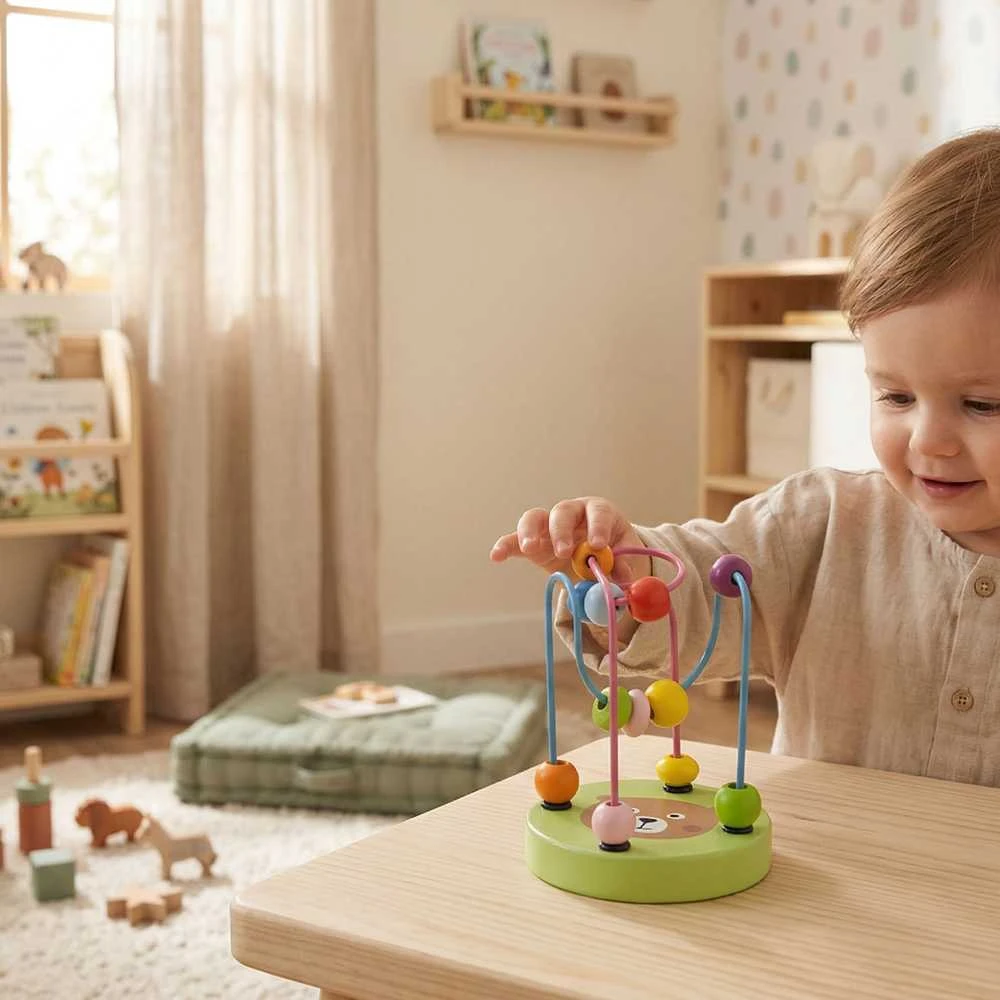 Viga Toys VIGA Medinis labirintas su karoliukais, motorinių įgūdžių žaislas