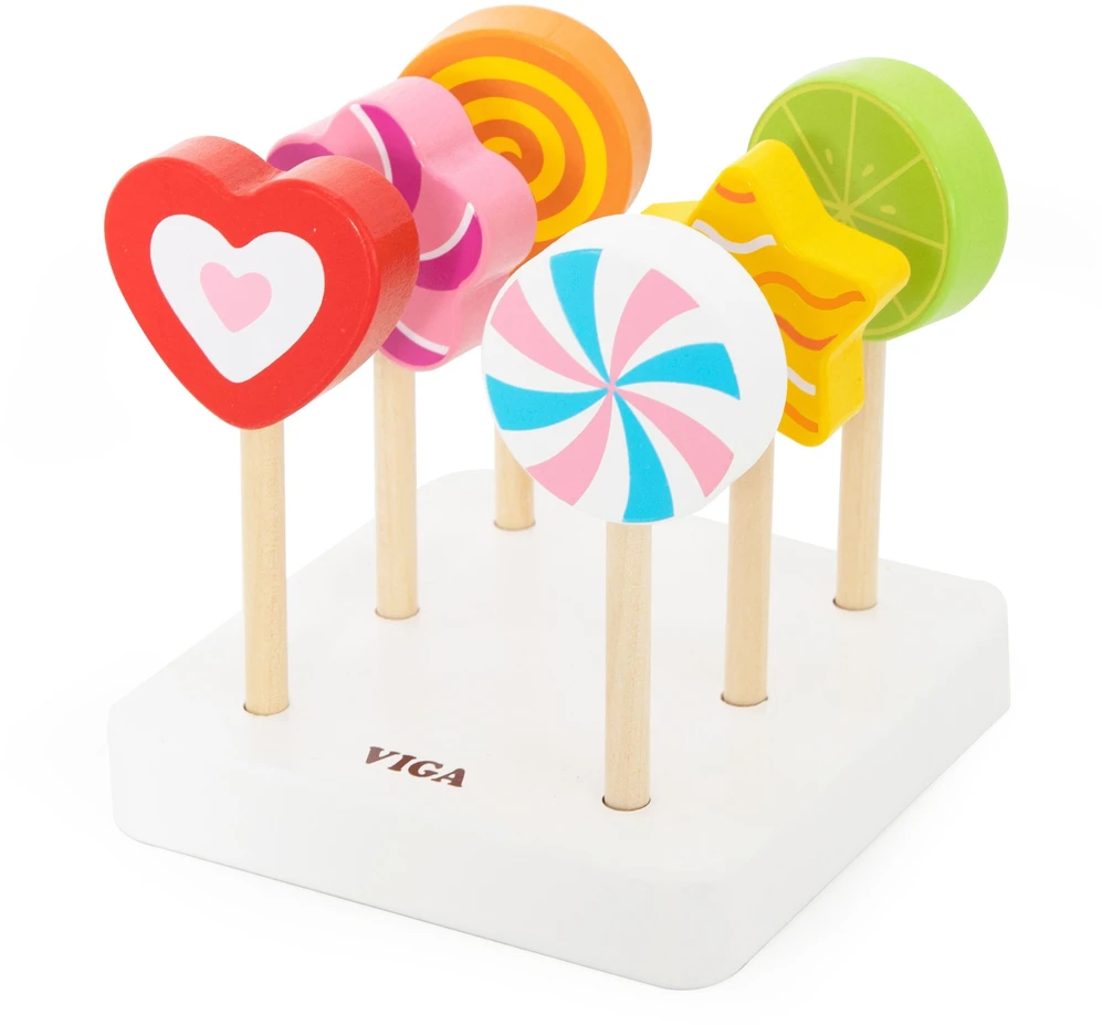 Viga Toys VIGA Mediniai ledinukai Konditerijos parduotuvės rinkinys 6 vnt. vaikams nuo 18 mėn.