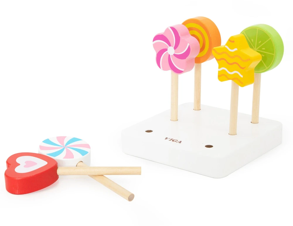 Viga Toys VIGA Mediniai ledinukai Konditerijos parduotuvės rinkinys 6 vnt. vaikams nuo 18 mėn.