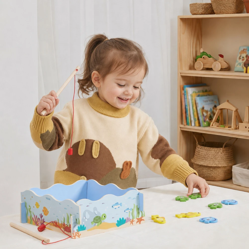 Viga Toys Medinis magnetinis žvejybos žaidimas vaikams VIGA