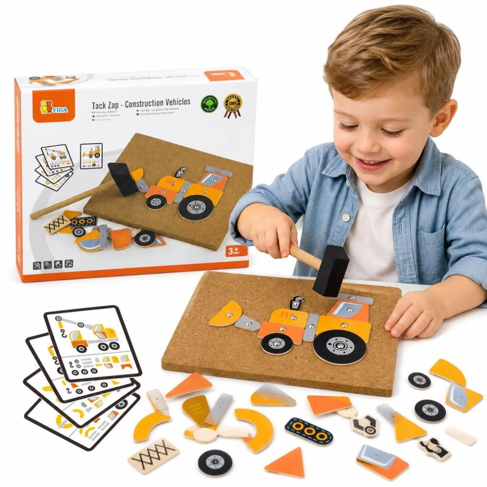 Viga Toys Medinė Priešpaskaita Statybos Transportas 45 Elementai