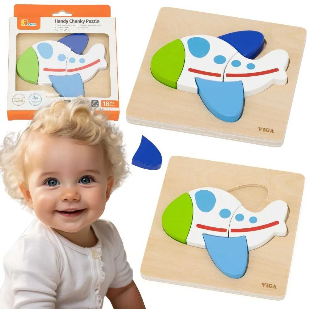 Viga Toys VIGA Wooden Puzzle – Colorful Airplane