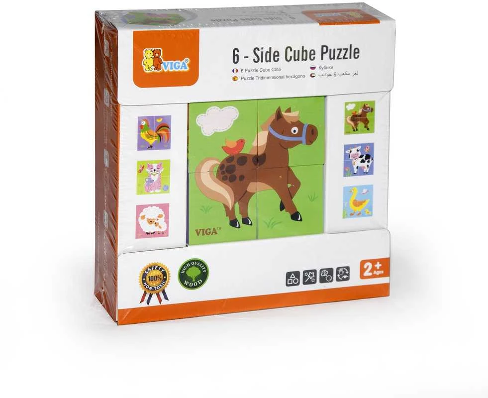 Viga Toys VIGA Medinė dėlionė Ūkis 4 kaladėlės