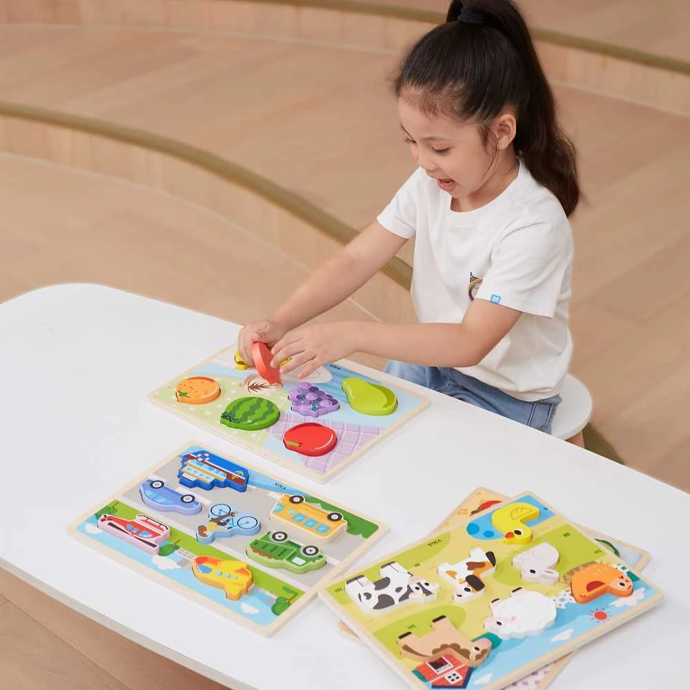 Viga Toys Viga medinė Montessori dėlionė 2in1 Daržovės