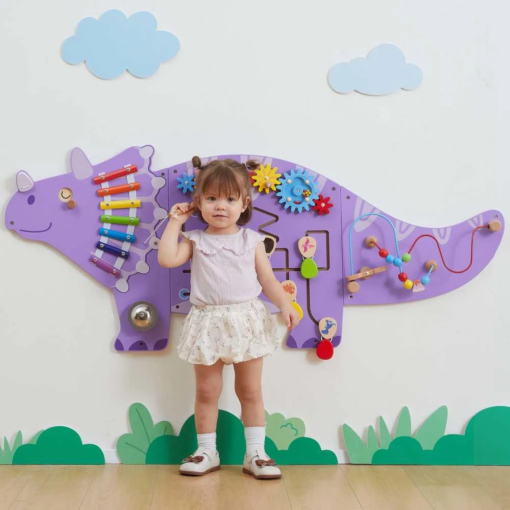 Viga Toys Viga Žaislai Medinė Manipuliacinė Lenta Triceratops