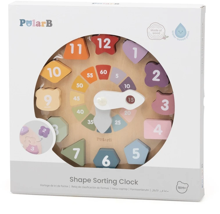 Viga Toys Viga Wooden Shape Sorter Clock Educational 18m+