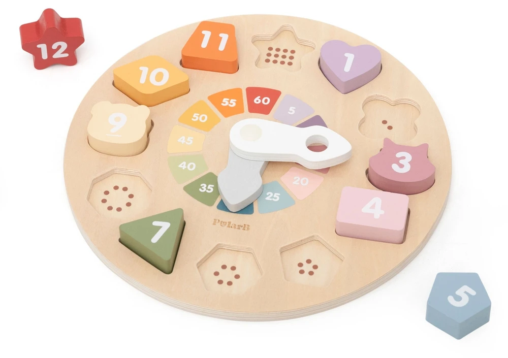 Viga Toys Viga Wooden Shape Sorter Clock Educational 18m+