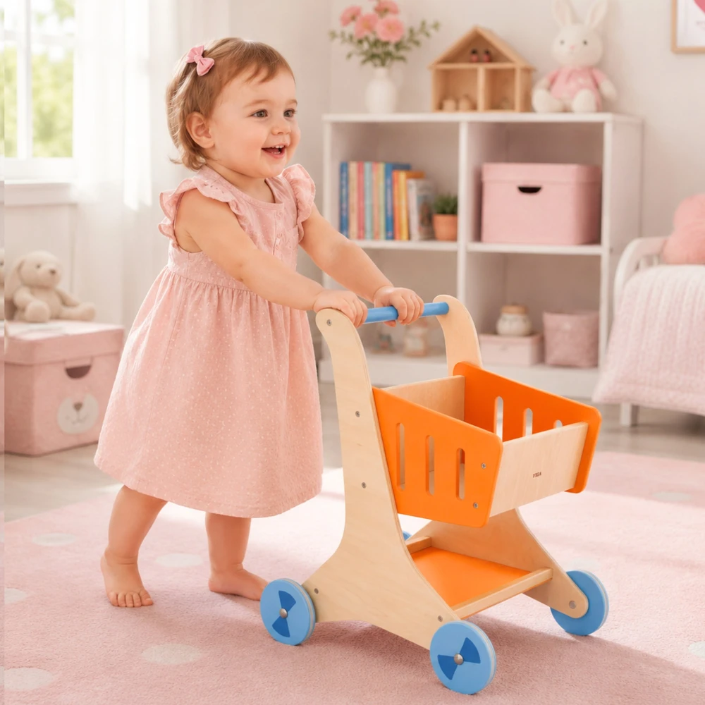 Viga Toys Mediniai pirkinių krepšelio vigos žaislai