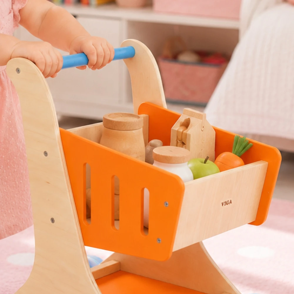 Viga Toys Mediniai pirkinių krepšelio vigos žaislai