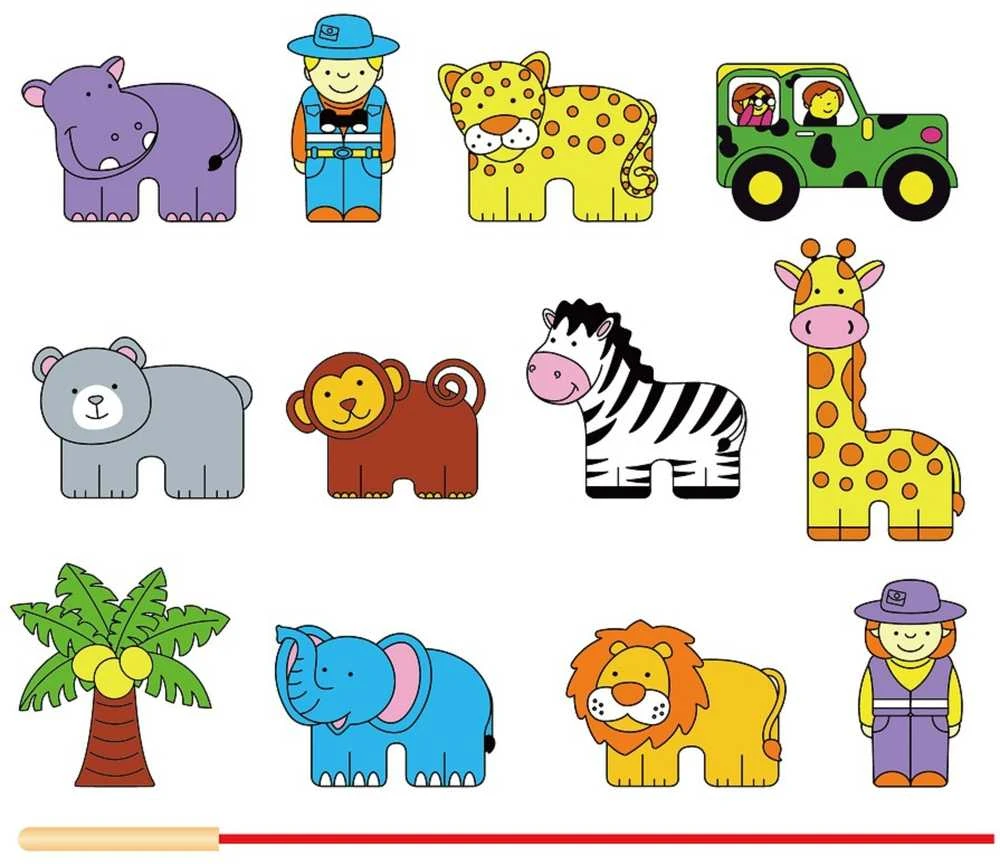 VIGA Medinė Siūloma Žaidimų Rinkinys Safari ZOO