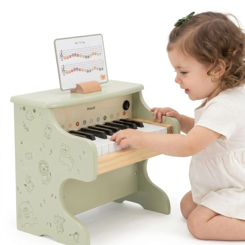 Vaikiškas medinis pianinas VIGA žalias