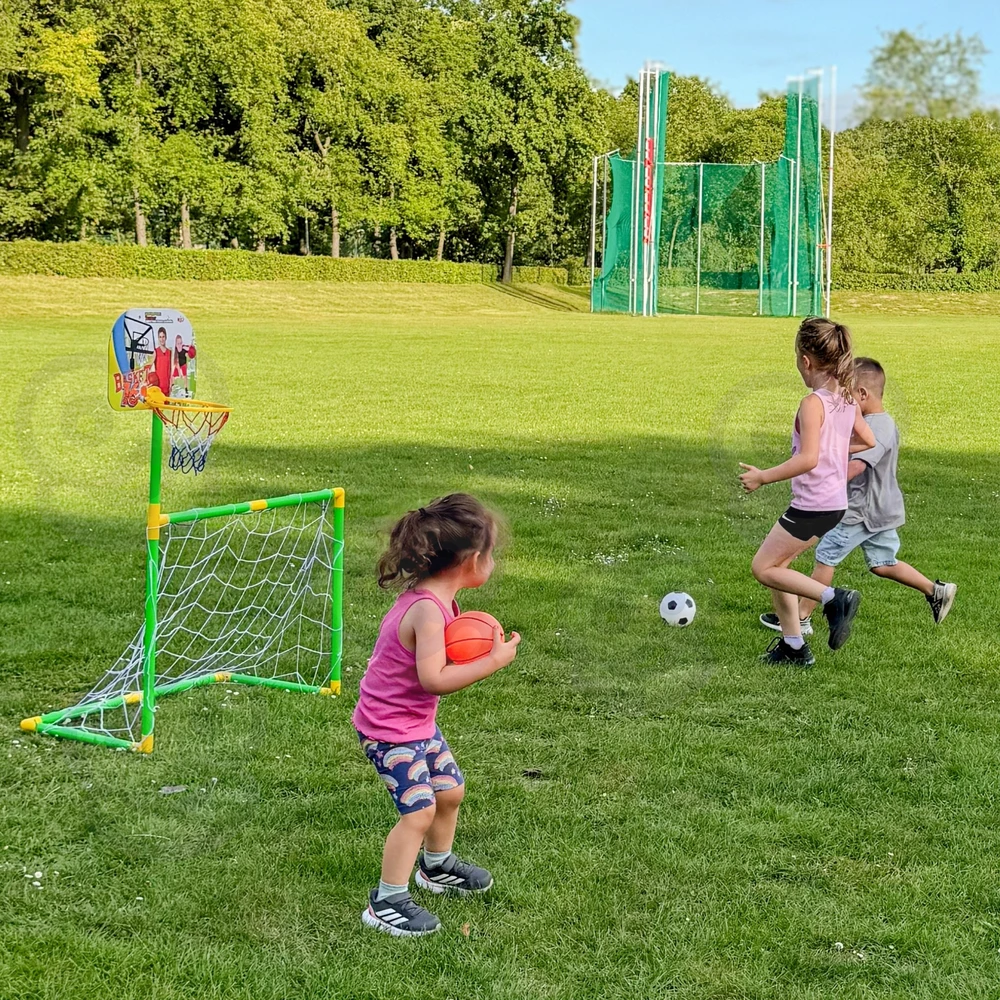 WOOPIE 2-in-1 Basketball Set: Soccer Goal + Basketball