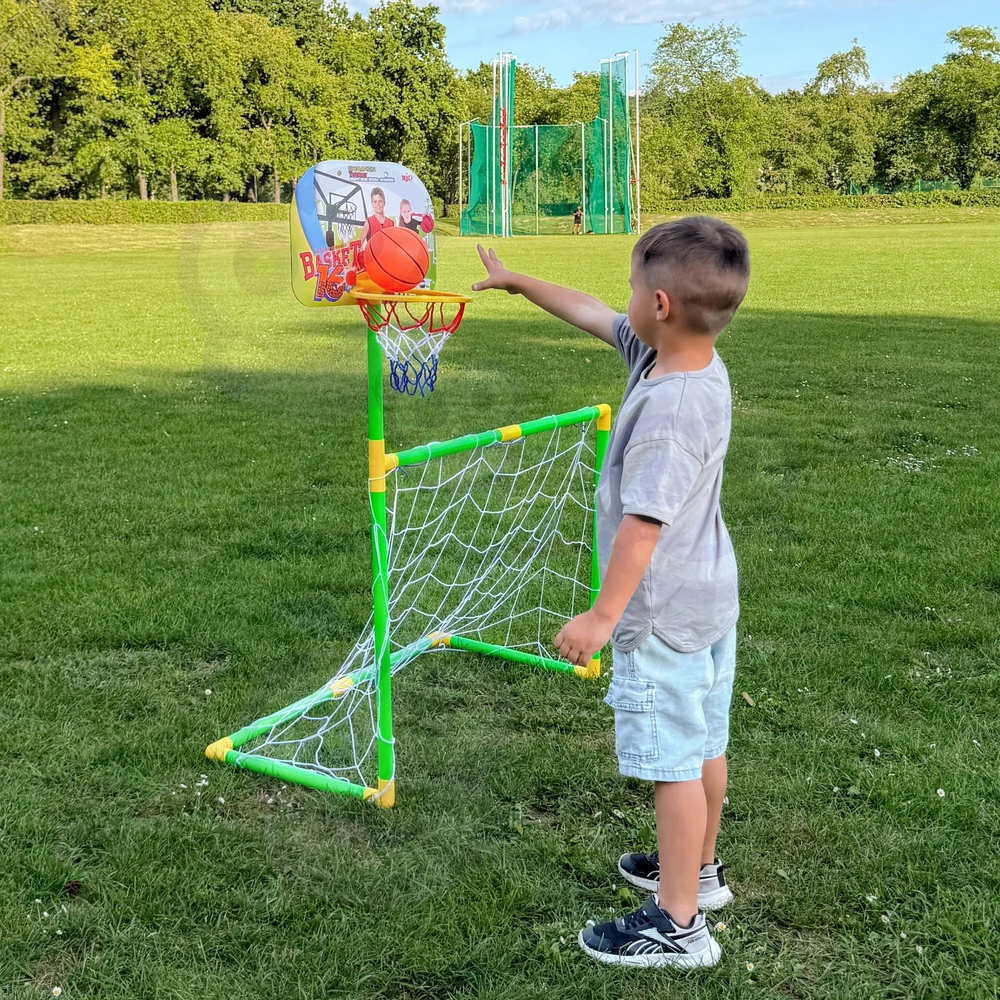 WOOPIE 2-in-1 Basketball Set: Soccer Goal + Basketball