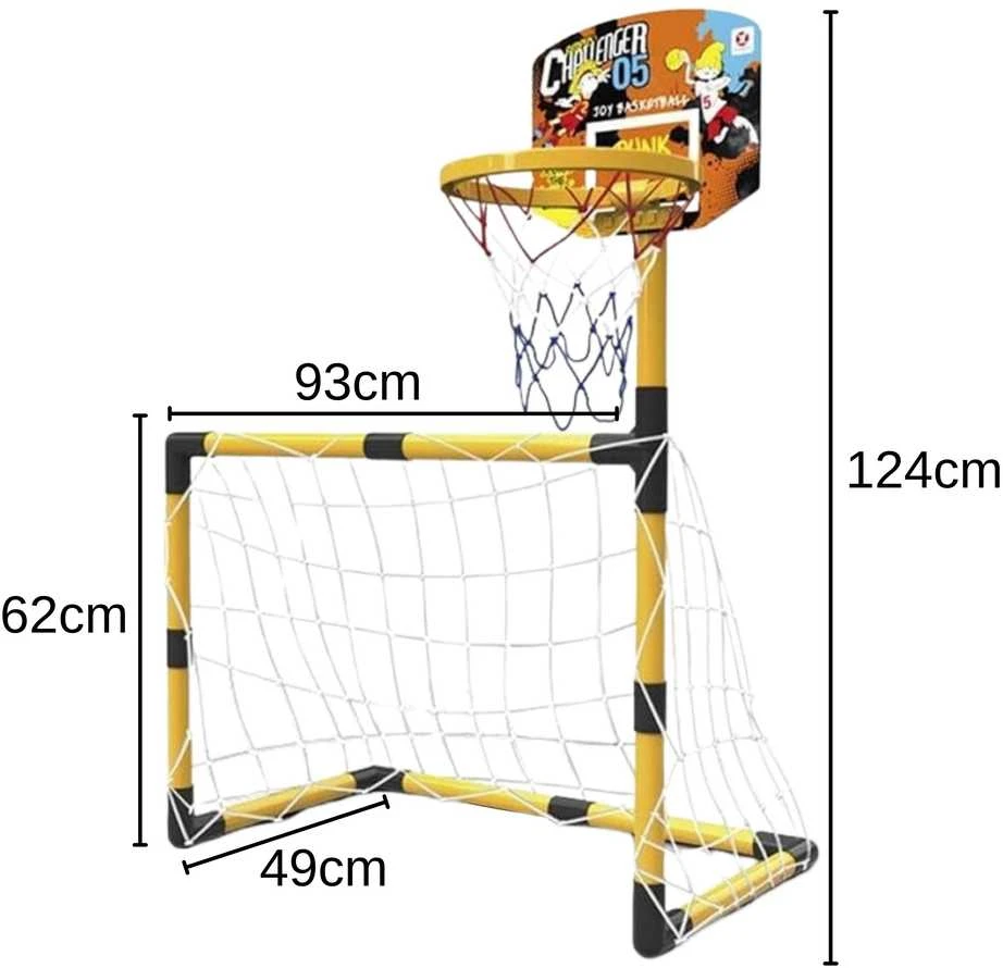 2in1 Krepšinio rinkinys ir Futbolo vartai + kamuoliai ir pompa, WOOPIE