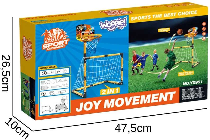 2in1 Krepšinio rinkinys ir Futbolo vartai + kamuoliai ir pompa, WOOPIE