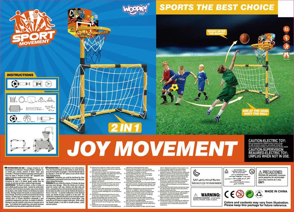 2in1 Krepšinio rinkinys ir Futbolo vartai + kamuoliai ir pompa, WOOPIE
