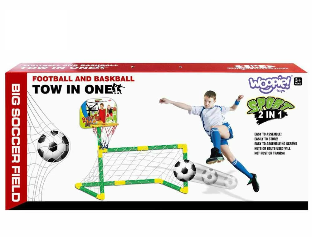 WOOPIE 2-in-1 Basketball Set: Soccer Goal + Basketball