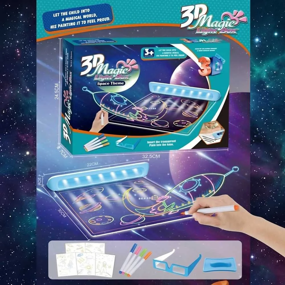 WOOPIE 3D Piešimo Lentelė su LED Apšvietimu