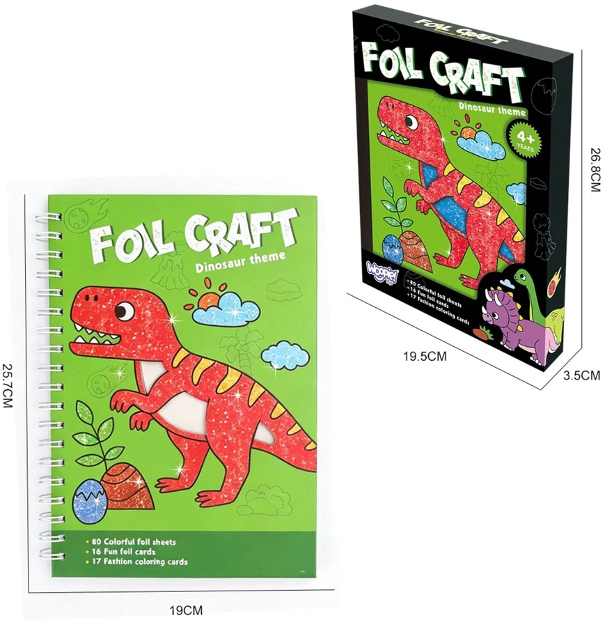 WOOPIE Art Set Foil Collage Coloring Book Dinosaur 121 pcs.