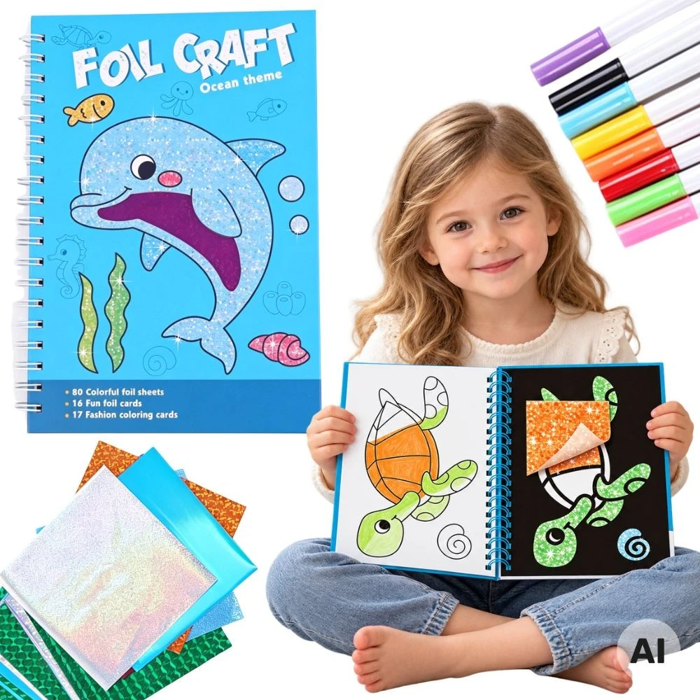 WOOPIE Art Set Foil Collage Coloring Dolphin 121 pcs.